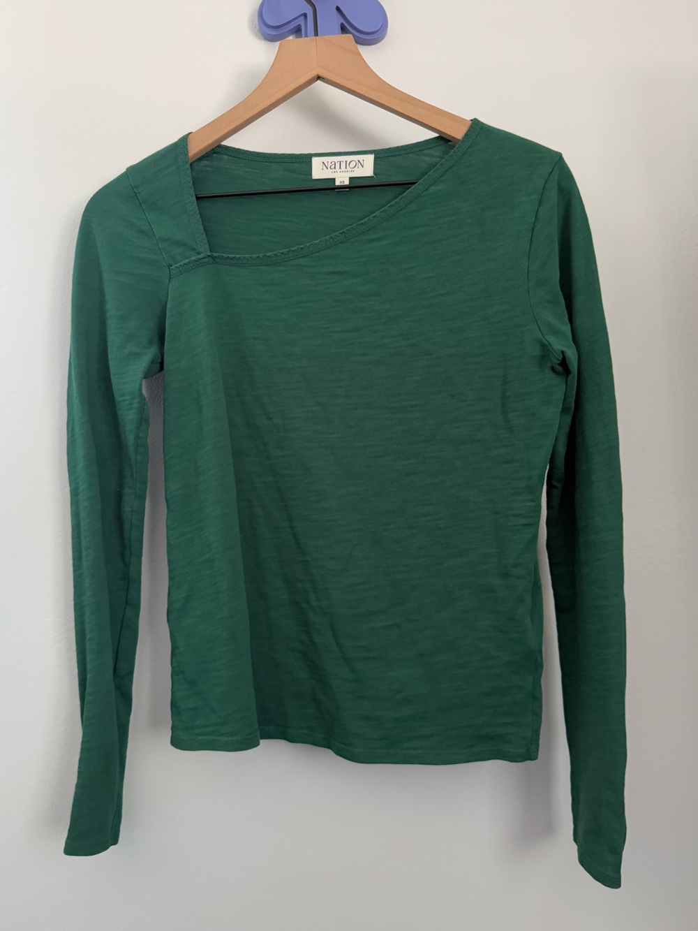 Nation LTD XS Green Long Sleeve Tee Cotton Holiday Office